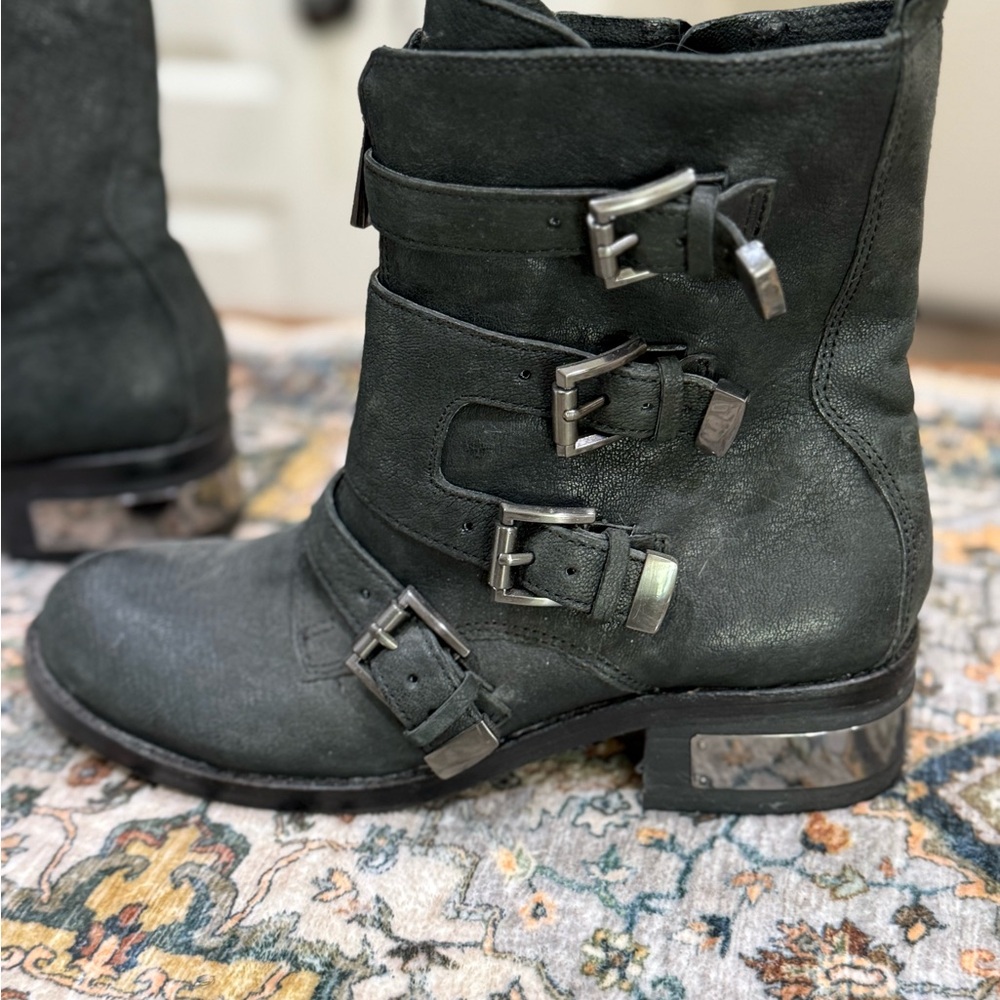 Stylish Black Buckle Ankle Boots